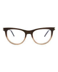 Saint Laurent Saint Laurent Womens Cat Eye Brown Gold Transparent Fashion Designer Eyewear