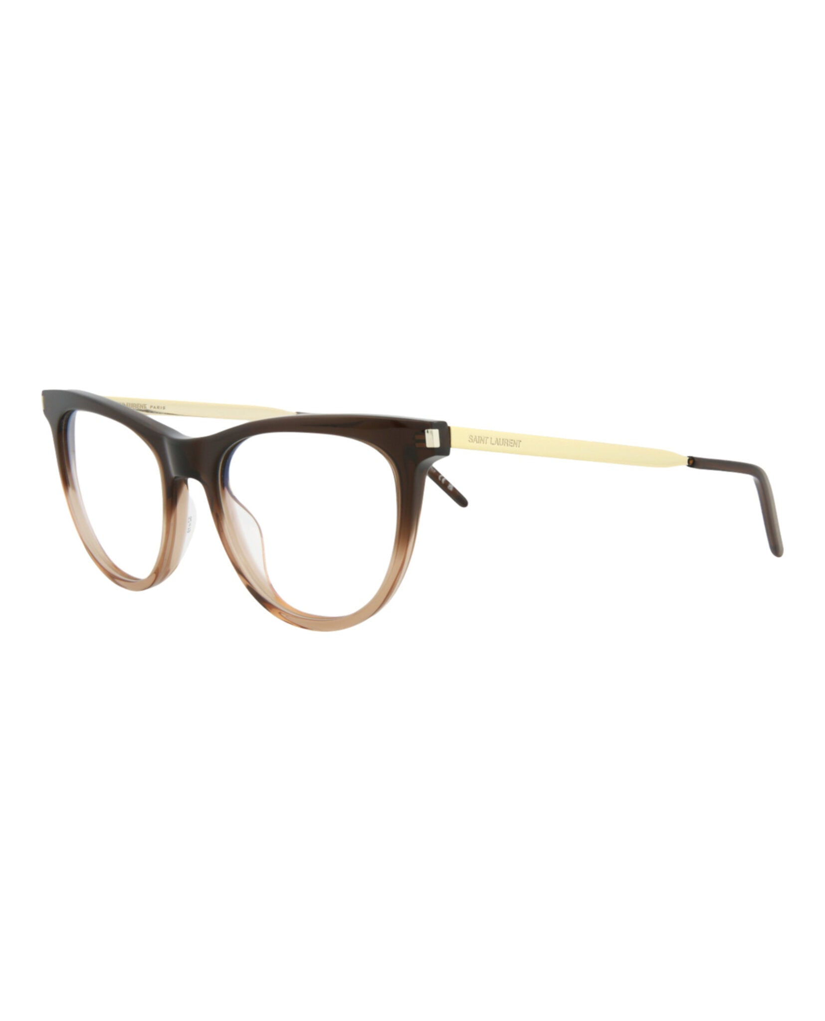 Saint Laurent Saint Laurent Womens Cat Eye Brown Gold Transparent Fashion Designer Eyewear