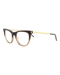 Saint Laurent Saint Laurent Womens Cat Eye Brown Gold Transparent Fashion Designer Eyewear