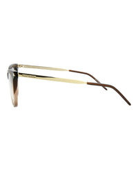 Saint Laurent Saint Laurent Womens Cat Eye Brown Gold Transparent Fashion Designer Eyewear