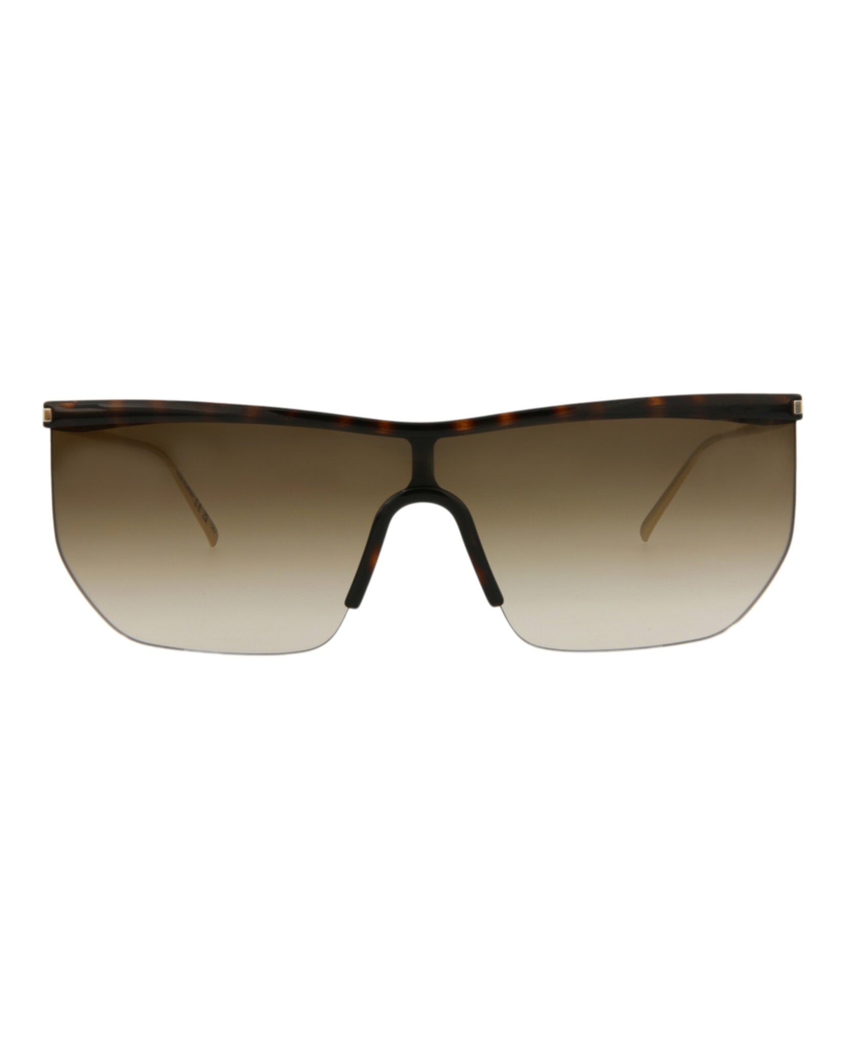 Saint Laurent Saint Laurent Womens Shield/Wrap Havana Gold Brown Fashion Designer Eyewear