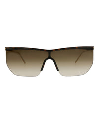 Saint Laurent Saint Laurent Womens Shield/Wrap Havana Gold Brown Fashion Designer Eyewear