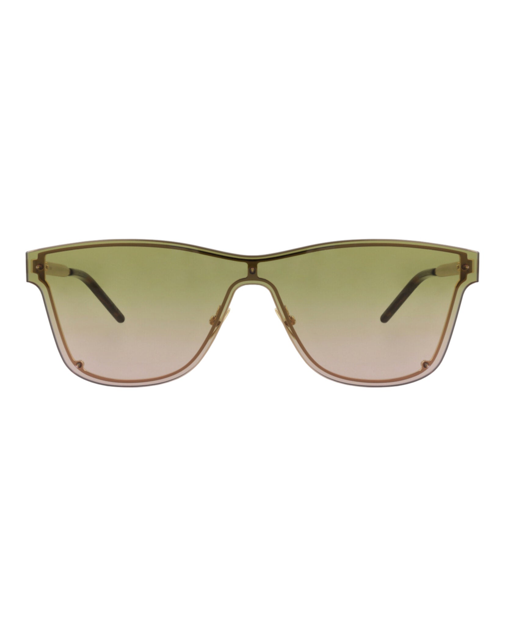 Saint Laurent Saint Laurent Unisex Shield/Wrap Gold Gold Green Fashion Designer Eyewear