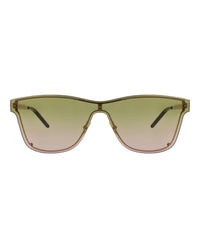 Saint Laurent Saint Laurent Unisex Shield/Wrap Gold Gold Green Fashion Designer Eyewear