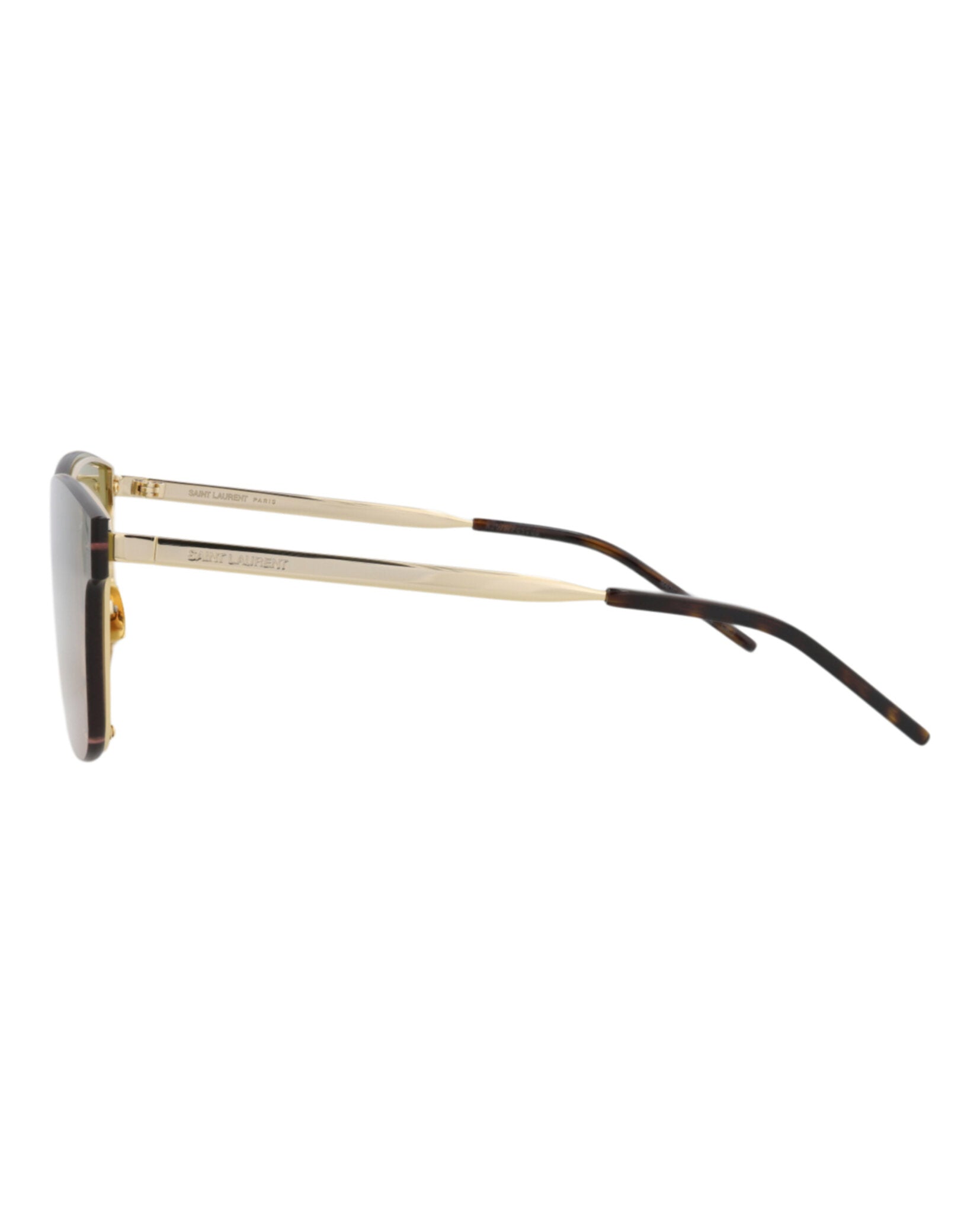 Saint Laurent Saint Laurent Unisex Shield/Wrap Gold Gold Green Fashion Designer Eyewear