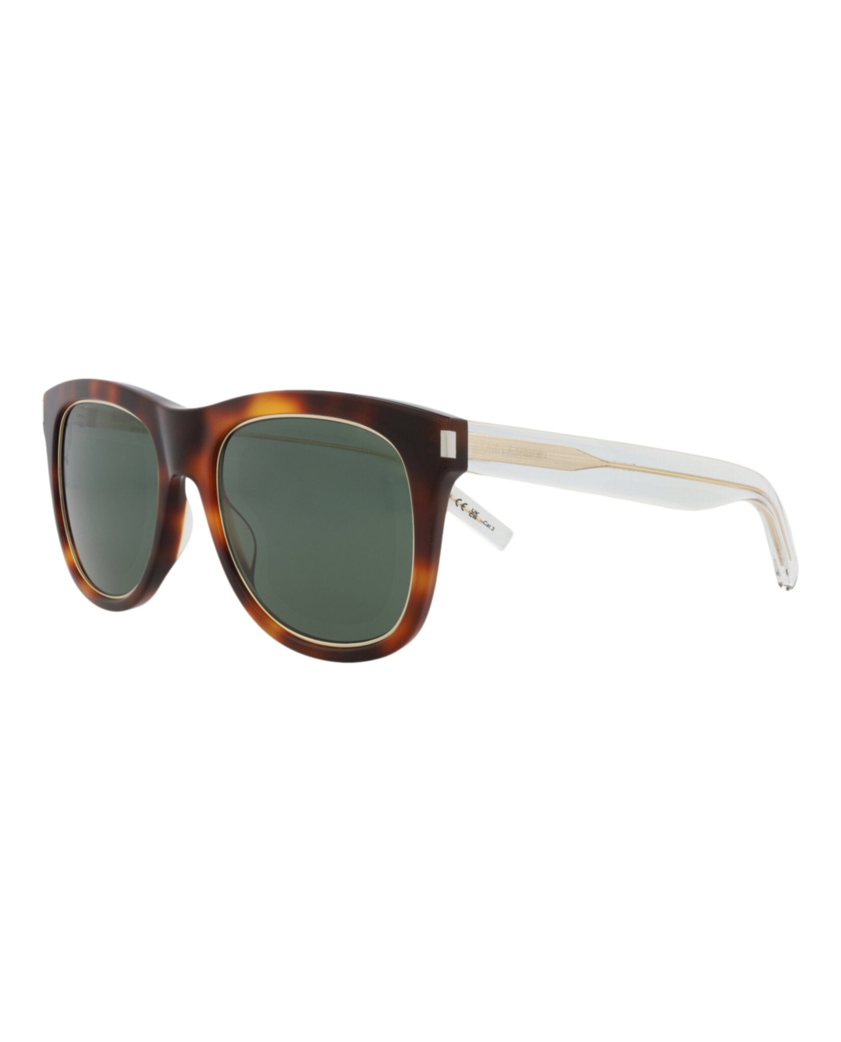 Saint Laurent Saint Laurent Womens Square/Rectangle Havana Crystal Green Fashion Designer Eyewear