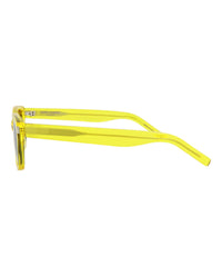 Saint Laurent Unisex Square/Rectangle Yellow Yellow Black Fashion Designer Eyewear