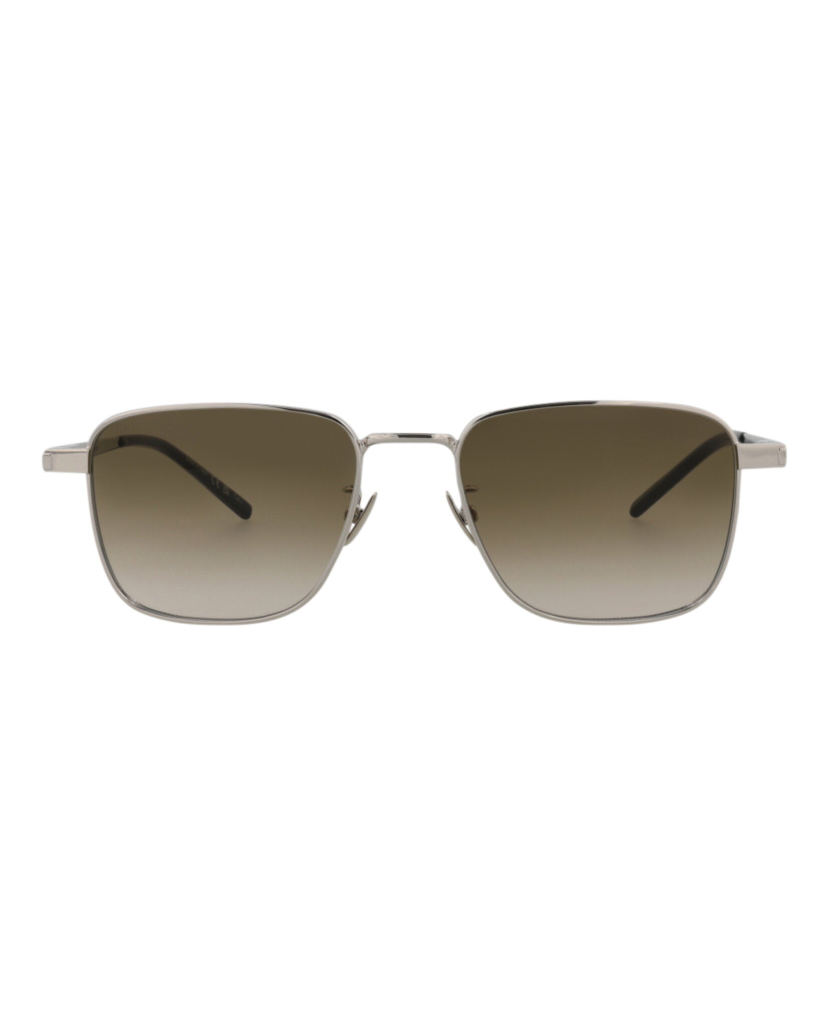 Saint Laurent Saint Laurent Unisex Square/Rectangle Silver Silver Green Fashion Designer Eyewear