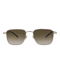 Saint Laurent Saint Laurent Unisex Square/Rectangle Silver Silver Green Fashion Designer Eyewear