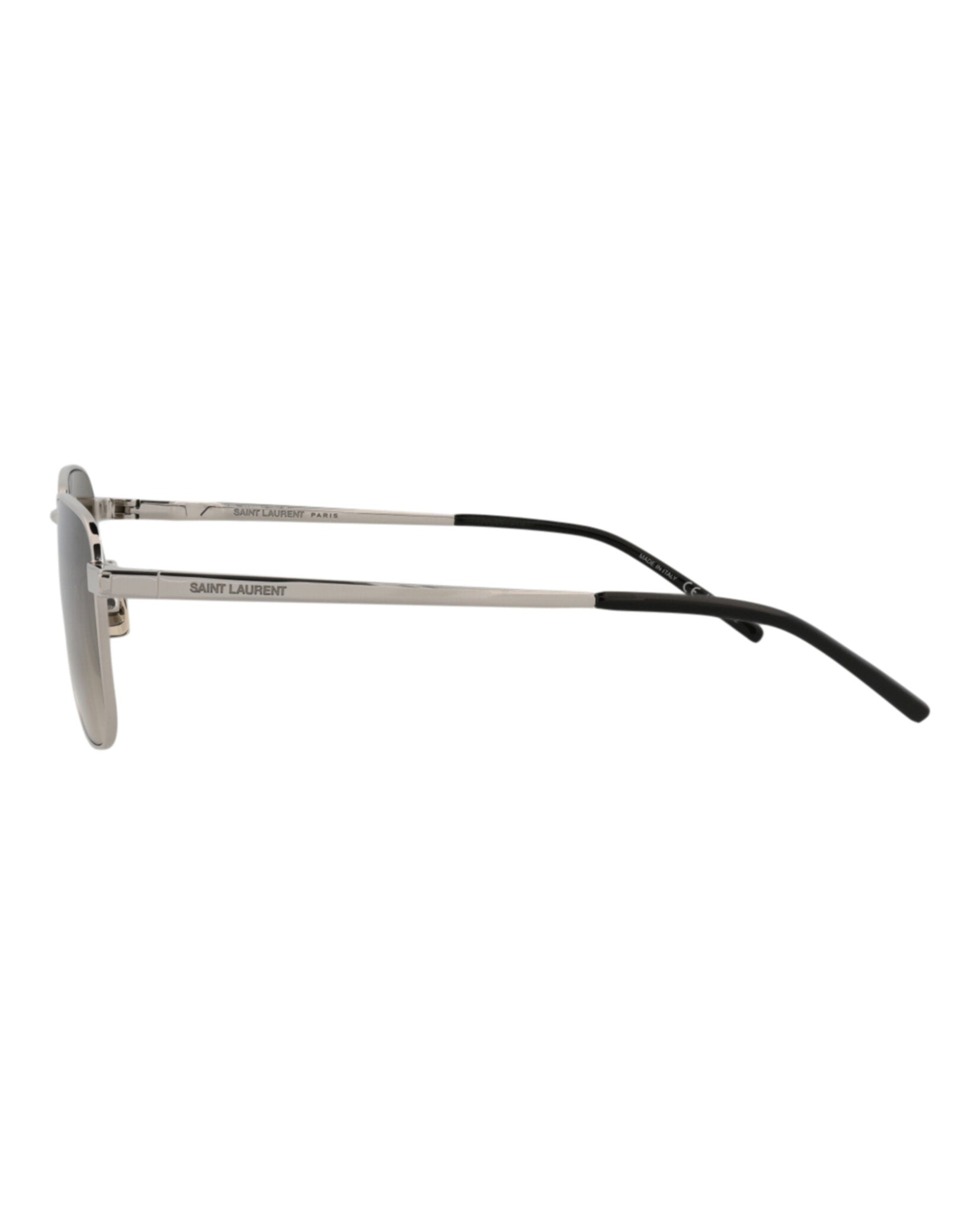 Saint Laurent Saint Laurent Unisex Square/Rectangle Silver Silver Green Fashion Designer Eyewear