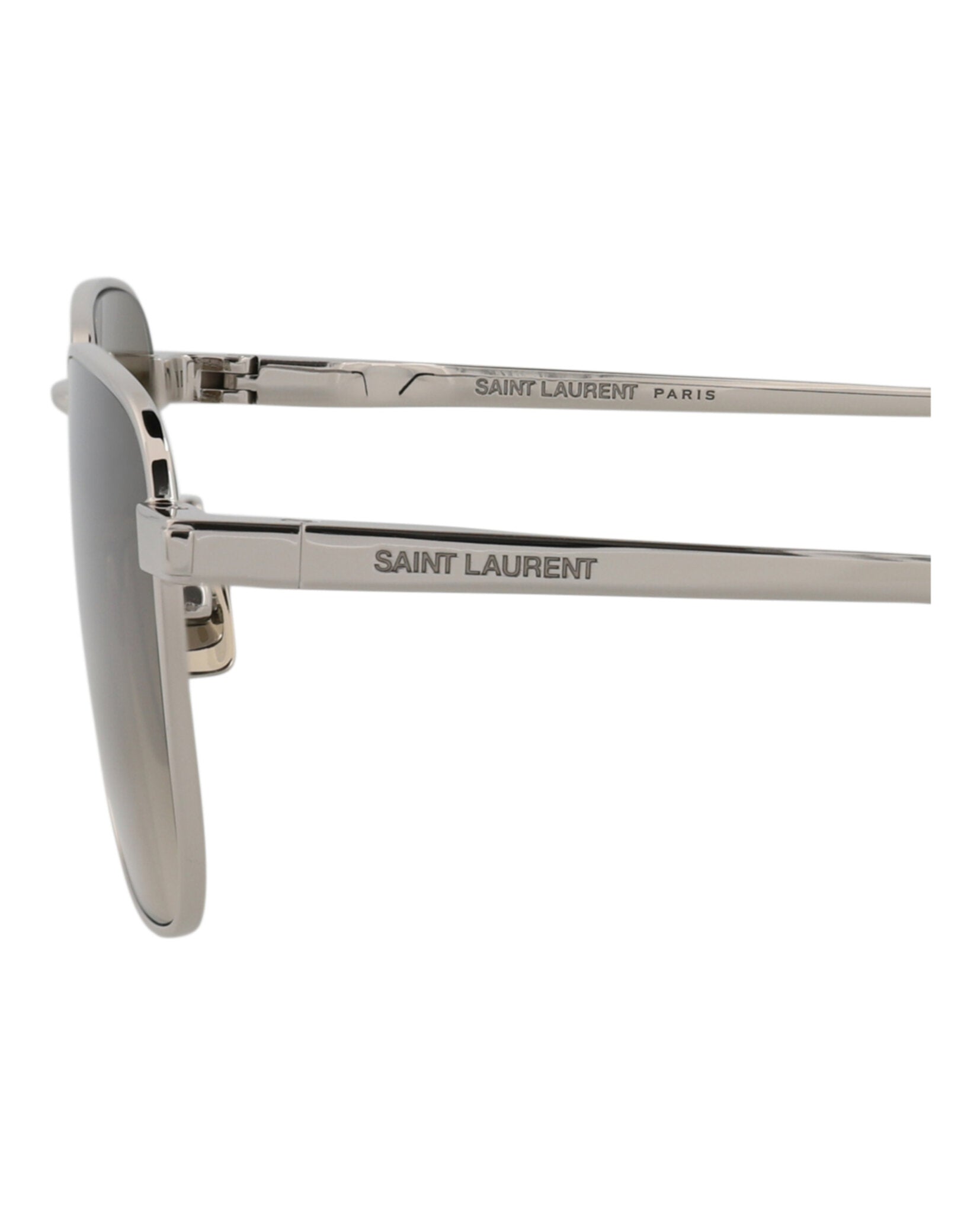 Saint Laurent Saint Laurent Unisex Square/Rectangle Silver Silver Green Fashion Designer Eyewear