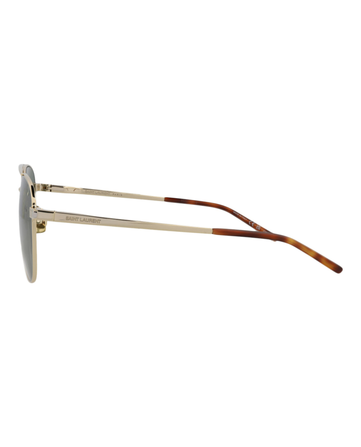 Saint Laurent Saint Laurent Unisex Aviator Gold Gold Green Fashion Designer Eyewear