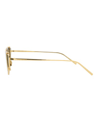 Saint Laurent Saint Laurent Womens Cat Eye Gold Gold Grey Fashion Designer Eyewear
