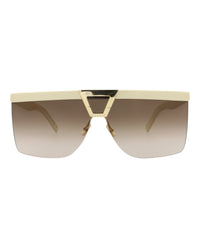 Saint Laurent Saint Laurent Womens Shield/Wrap Ivory Ivory Brown Fashion Designer Eyewear