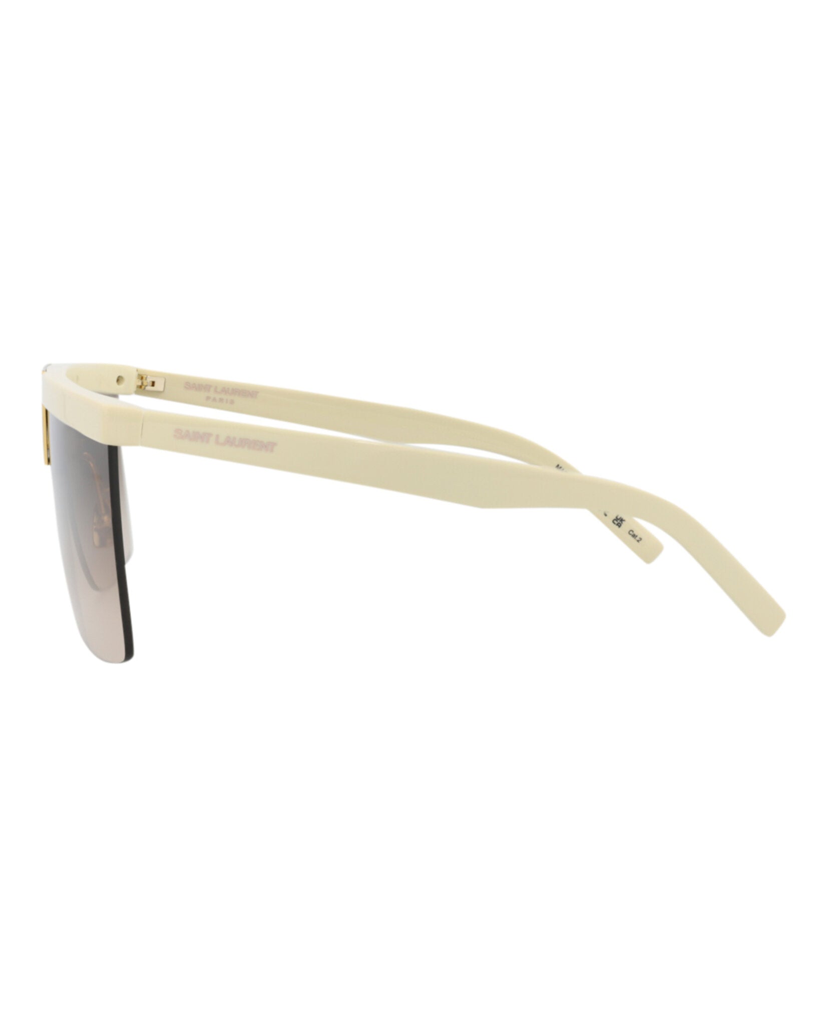 Saint Laurent Saint Laurent Womens Shield/Wrap Ivory Ivory Brown Fashion Designer Eyewear