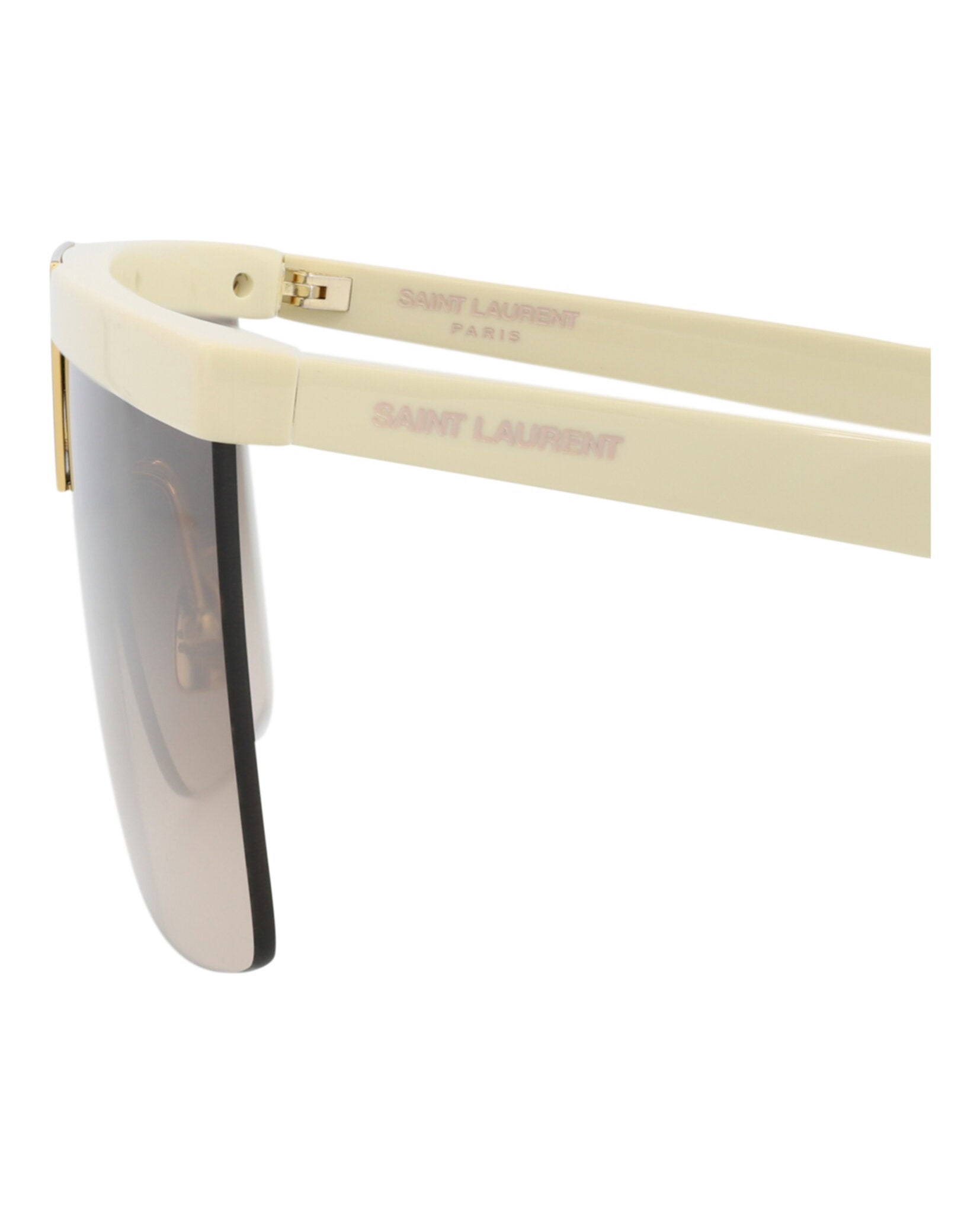 Saint Laurent Saint Laurent Womens Shield/Wrap Ivory Ivory Brown Fashion Designer Eyewear