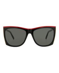 Saint Laurent Womens Square/Rectangle Black Black Grey Fashion Designer Eyewear