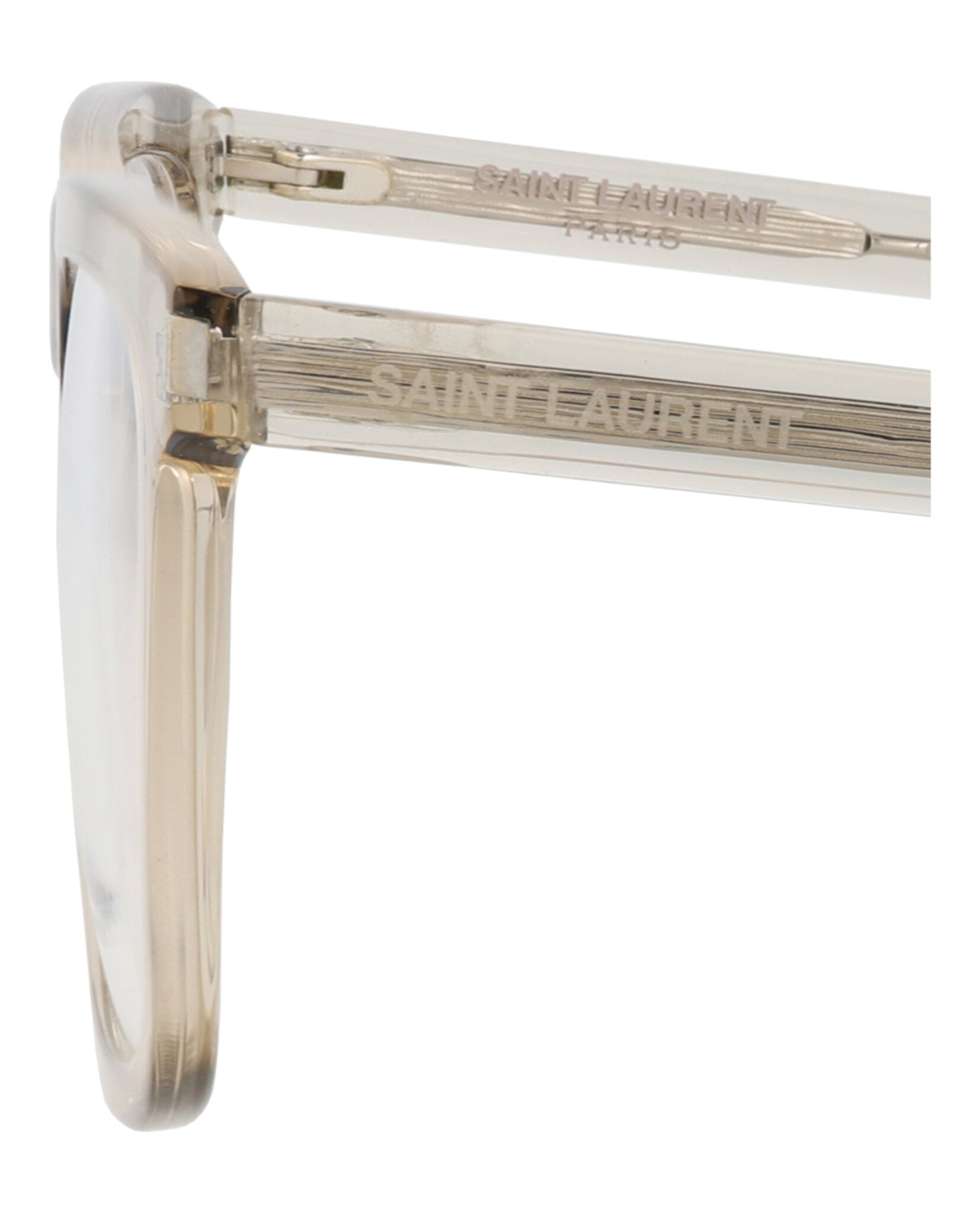 Saint Laurent Saint Laurent Mens Square/Rectangle Beige Beige Transparent Fashion Designer Eyewear