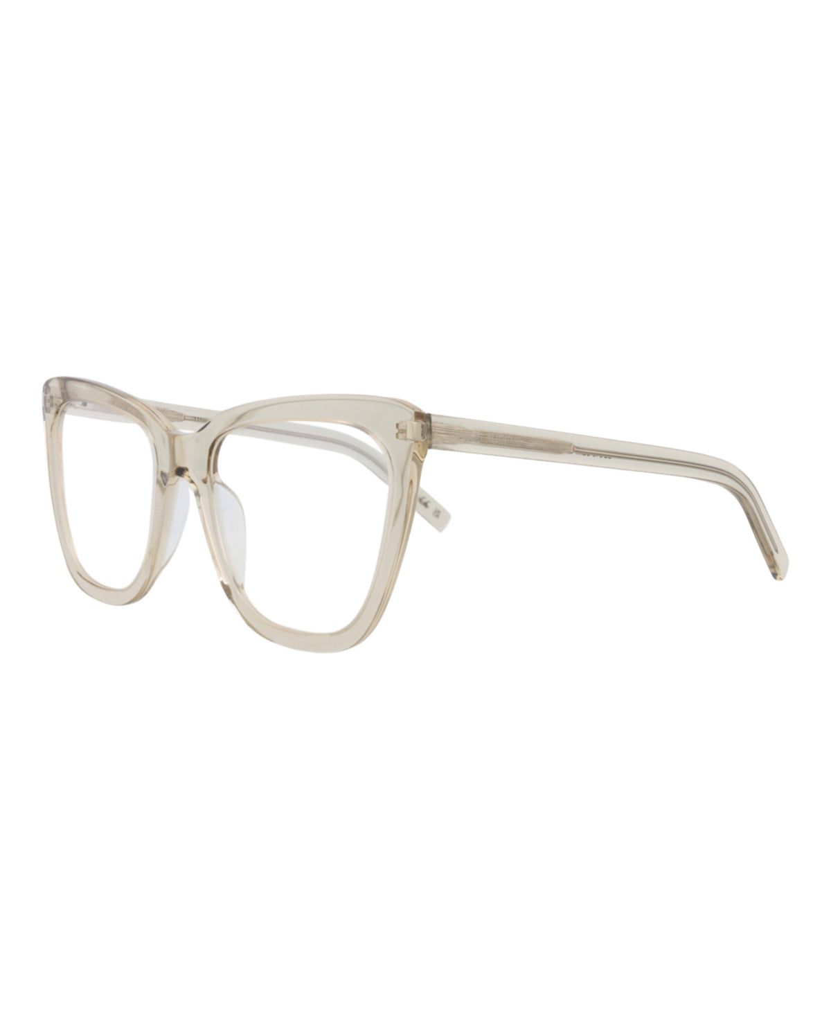 Saint Laurent Womens Cat Eye Beige Beige Transparent Fashion Designer Eyewear