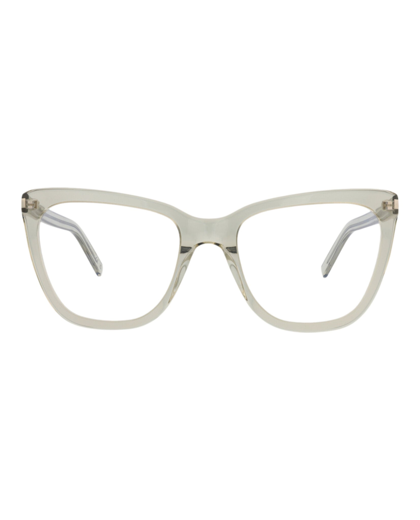 Saint Laurent Womens Cat Eye Green Green Transparent Fashion Designer Eyewear