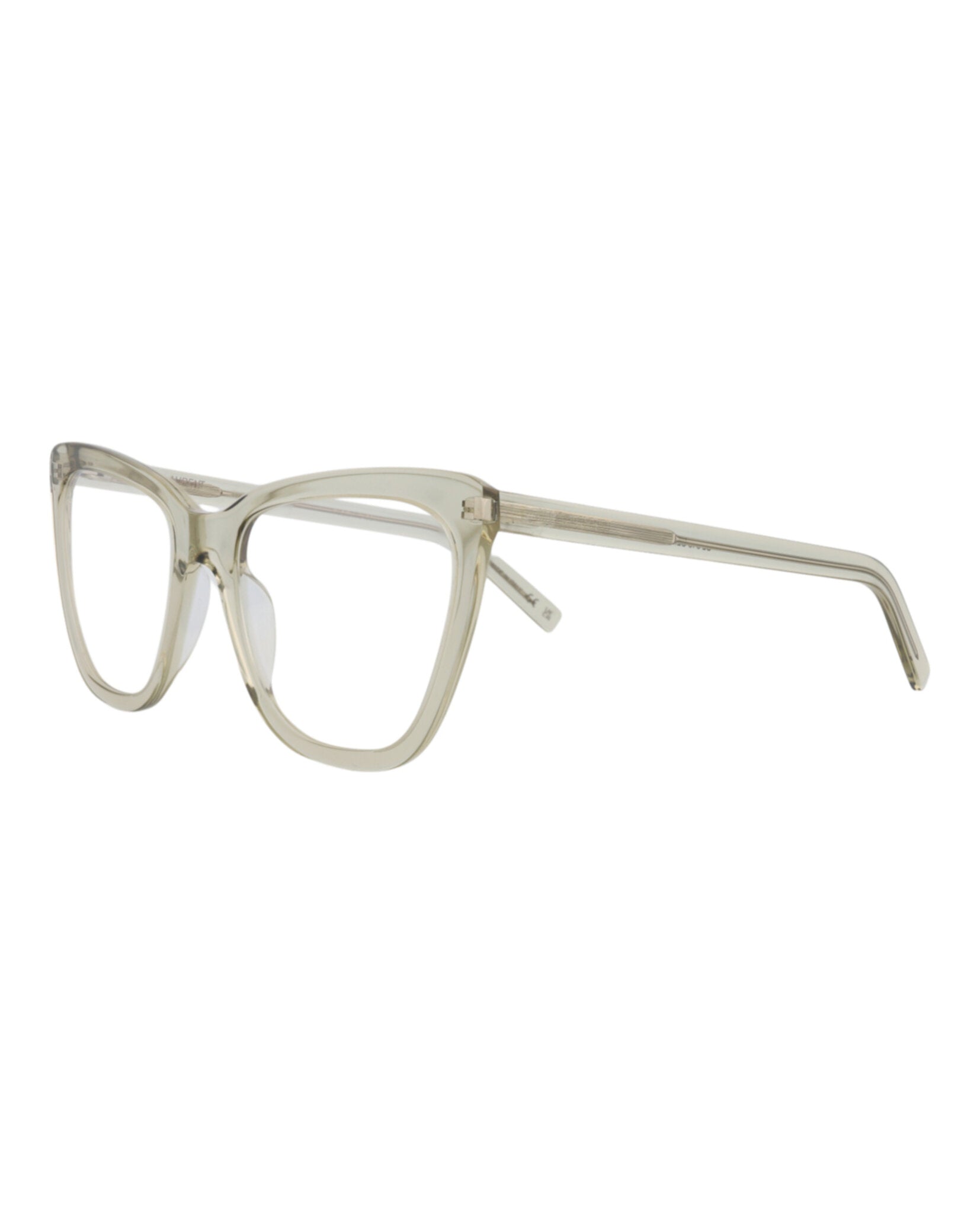 Saint Laurent Womens Cat Eye Green Green Transparent Fashion Designer Eyewear