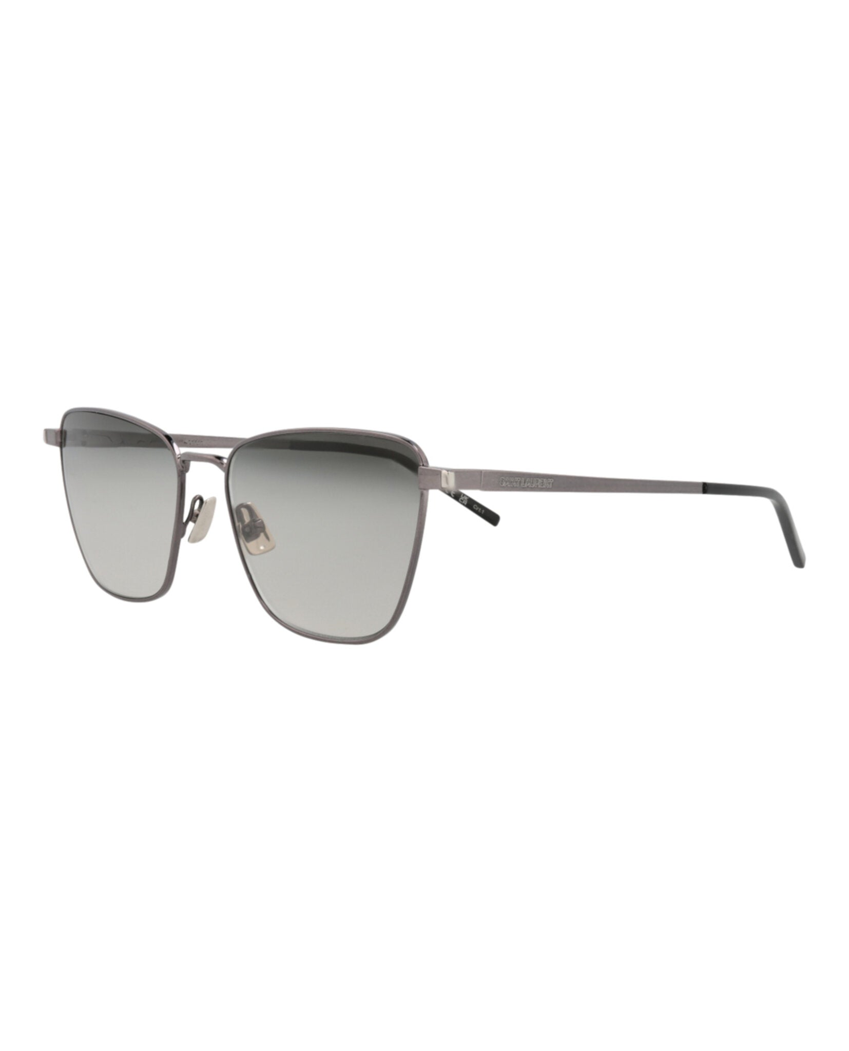 Saint Laurent Saint Laurent Womens Cat Eye Ruthenium Ruthenium Grey Fashion Designer Eyewear