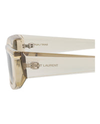 Saint Laurent Saint Laurent Unisex Square/Rectangle Beige Beige Grey Fashion Designer Eyewear