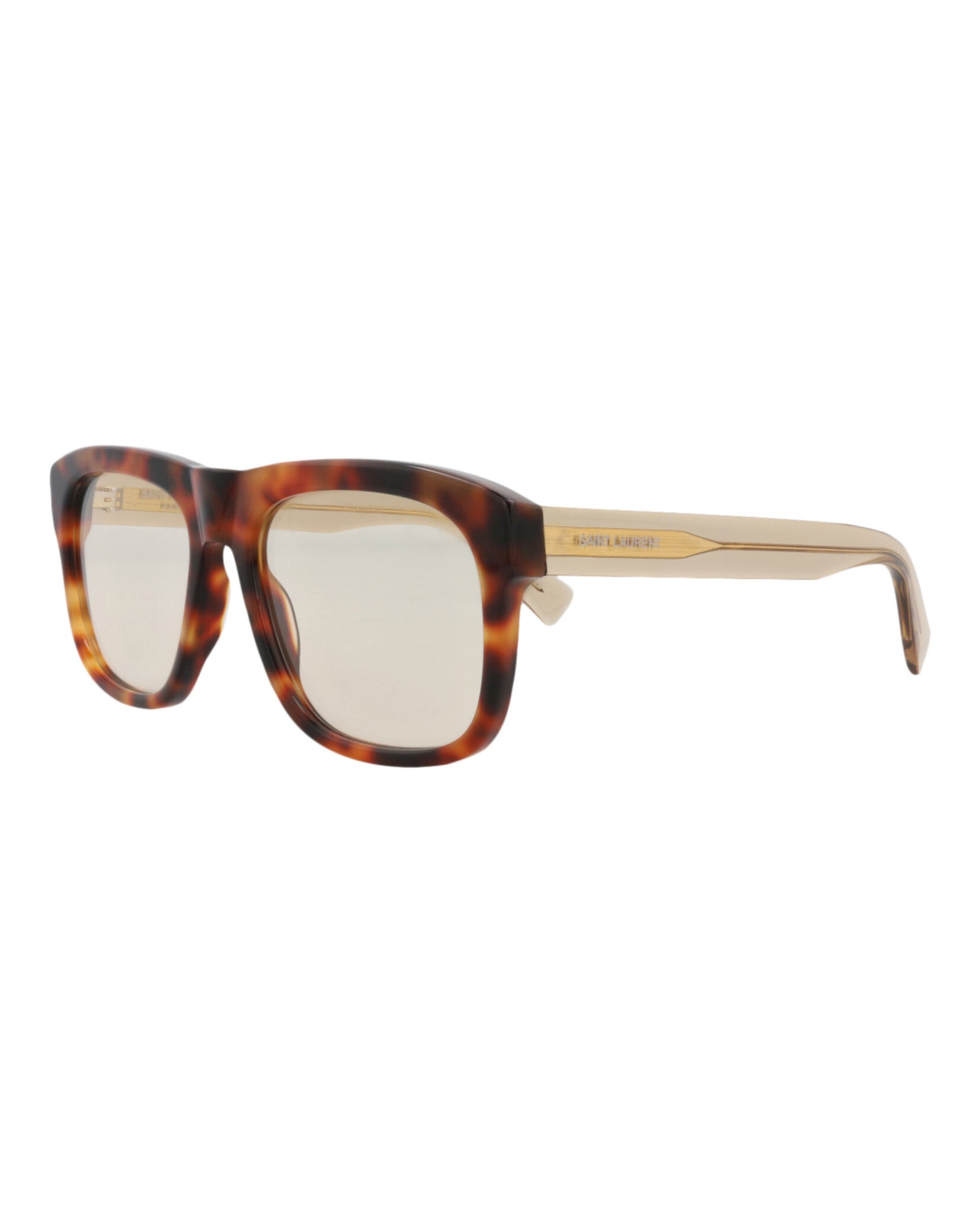 Saint Laurent Saint Laurent Mens Square/Rectangle Havana Brown Yellow Fashion Designer Eyewear