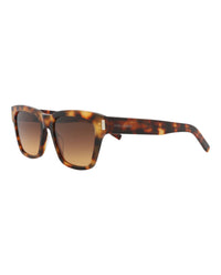 Saint Laurent Unisex Square/Rectangle Havana Havana Brown Fashion Designer Eyewear