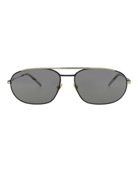 Saint Laurent Saint Laurent Mens Round/Oval Black Black Silver Fashion Designer Eyewear