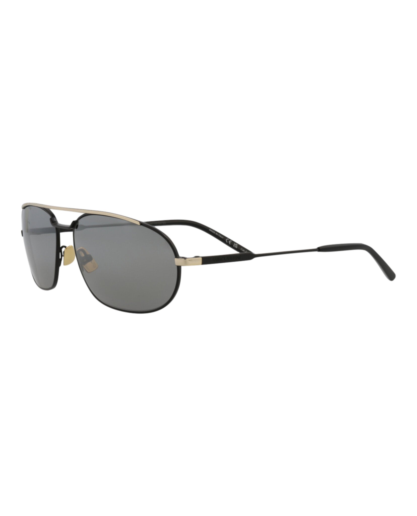 Saint Laurent Saint Laurent Mens Round/Oval Black Black Silver Fashion Designer Eyewear