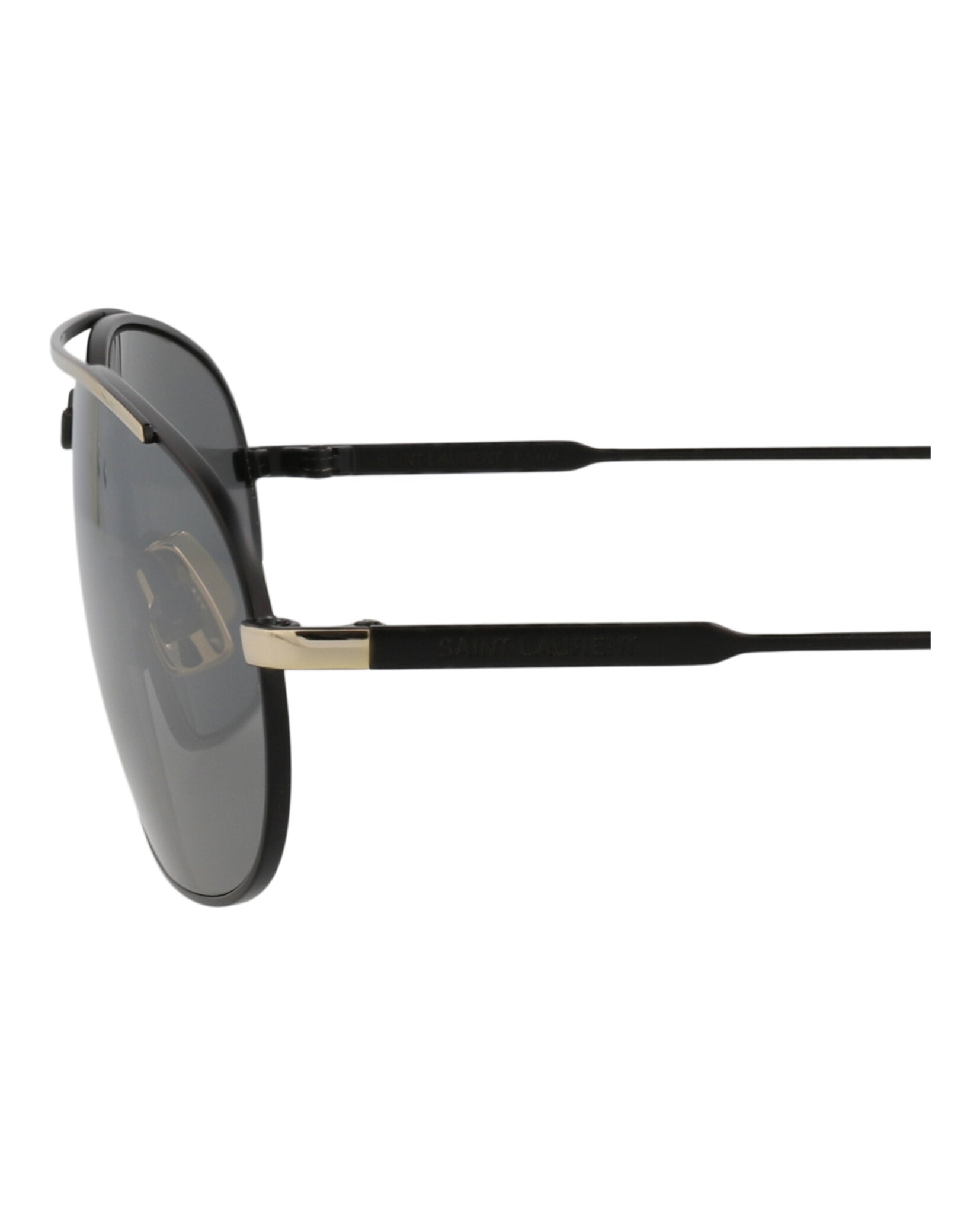 Saint Laurent Saint Laurent Mens Round/Oval Black Black Silver Fashion Designer Eyewear