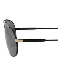 Saint Laurent Saint Laurent Mens Round/Oval Black Black Silver Fashion Designer Eyewear