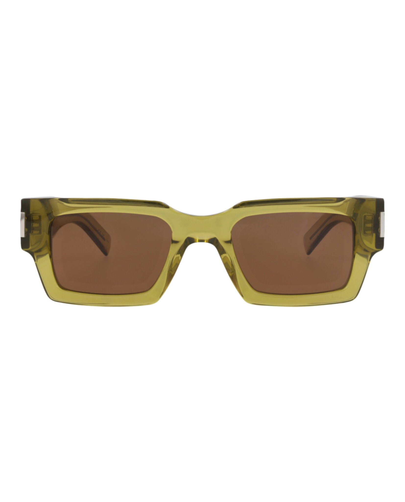 Saint Laurent Saint Laurent Unisex Square/Rectangle Green Green Brown Fashion Designer Eyewear