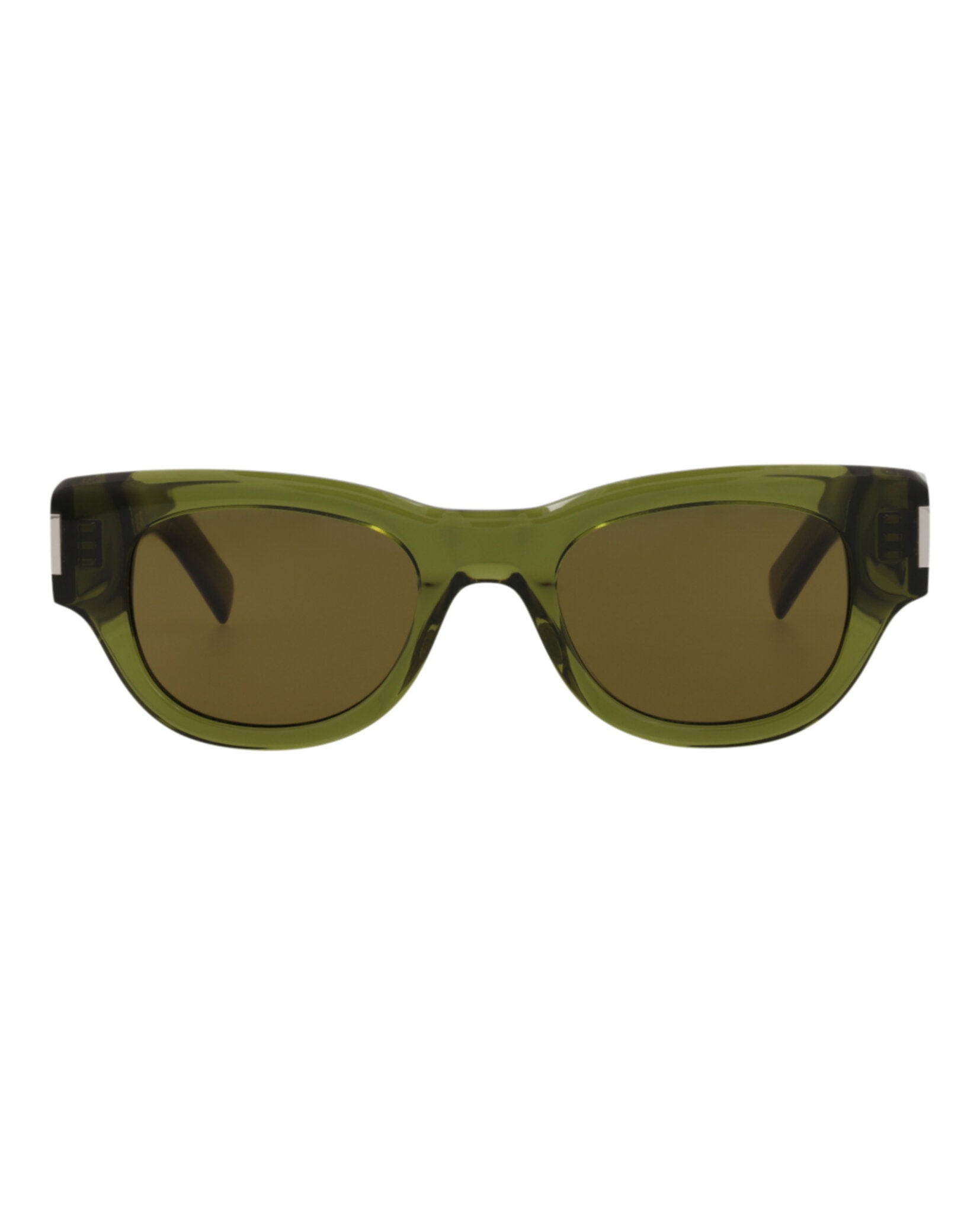 Saint Laurent Womens Cat Eye Green Green Brown Fashion Designer Eyewear