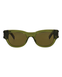 Saint Laurent Womens Cat Eye Green Green Brown Fashion Designer Eyewear