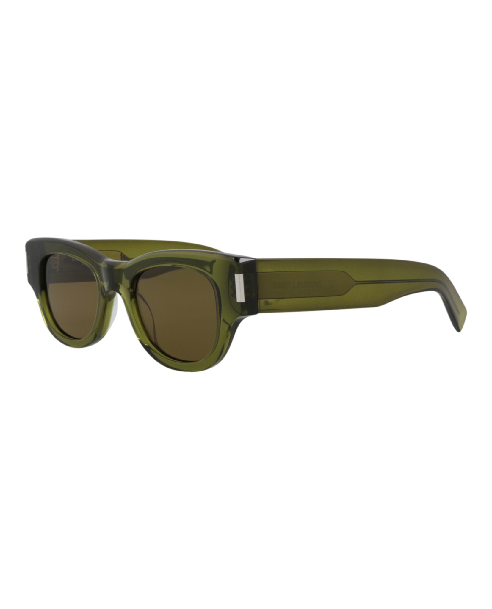 Saint Laurent Womens Cat Eye Green Green Brown Fashion Designer Eyewear