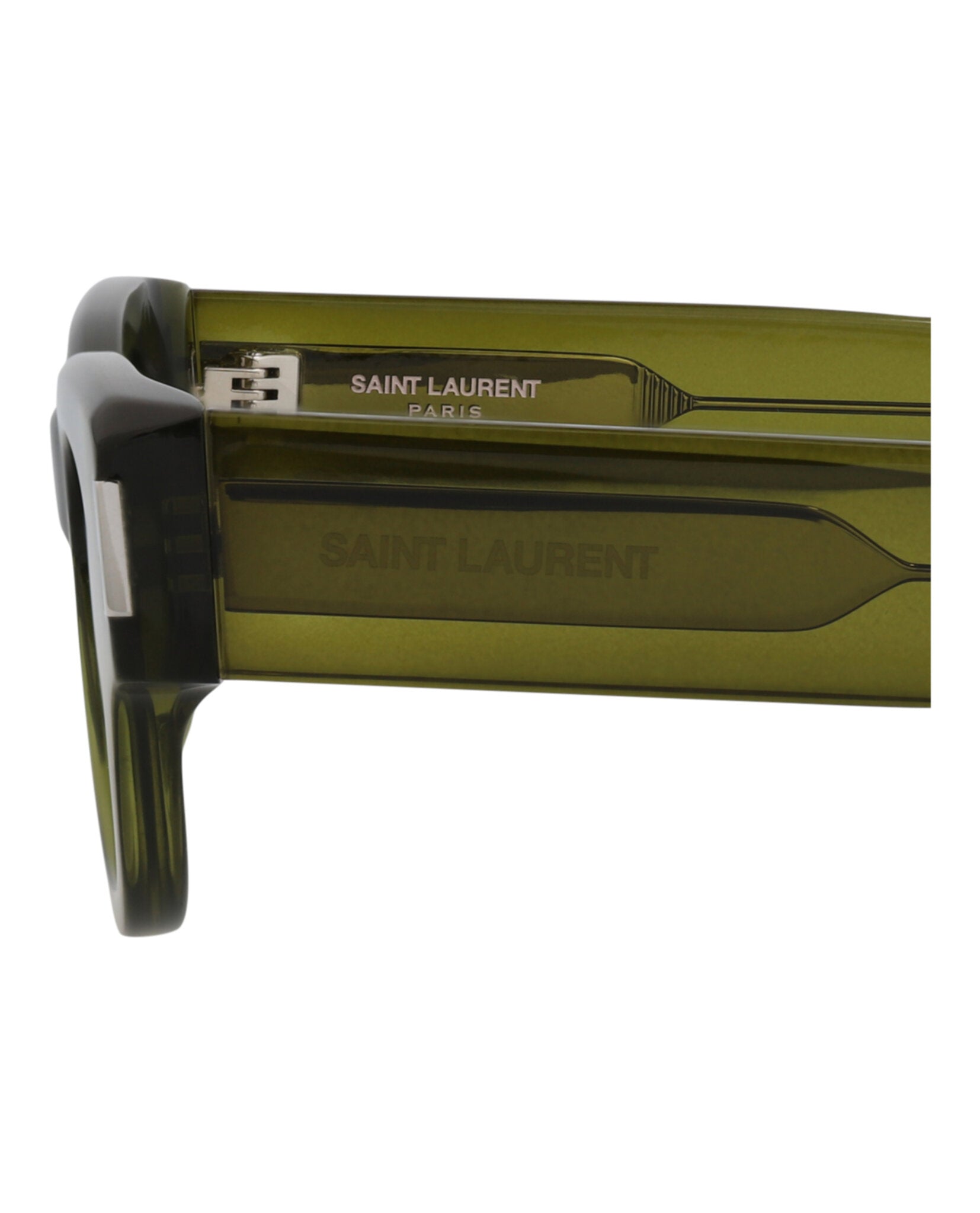 Saint Laurent Womens Cat Eye Green Green Brown Fashion Designer Eyewear