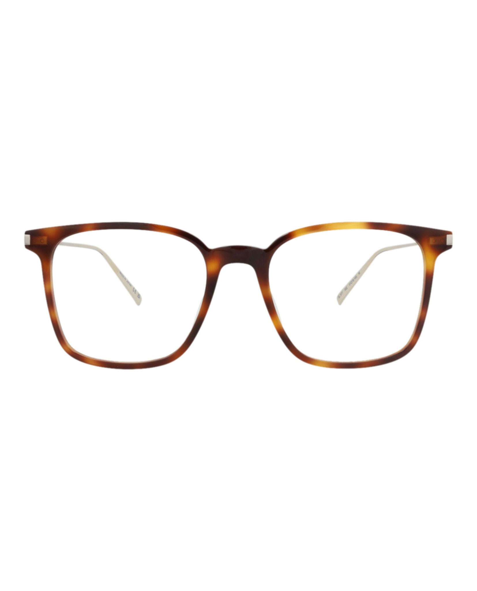 Saint Laurent Womens Square/Rectangle Havana Gold Transparent Fashion Designer Eyewear