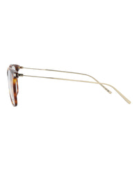 Saint Laurent Womens Square/Rectangle Havana Gold Transparent Fashion Designer Eyewear