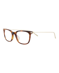 Saint Laurent Womens Square/Rectangle Havana Gold Transparent Fashion Designer Eyewear