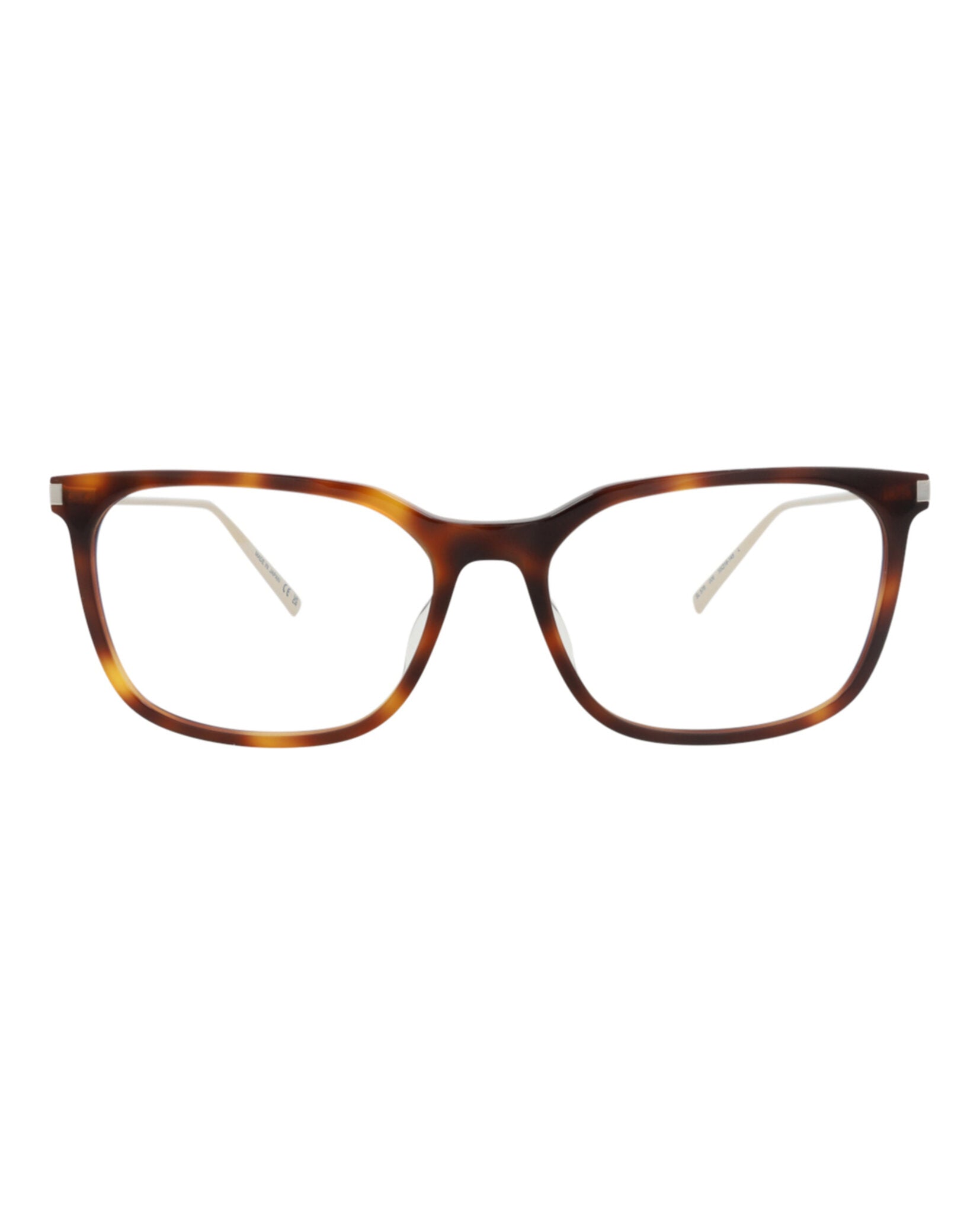 Saint Laurent Womens Square/Rectangle Havana Gold Transparent Fashion Designer Eyewear