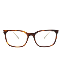 Saint Laurent Womens Square/Rectangle Havana Gold Transparent Fashion Designer Eyewear