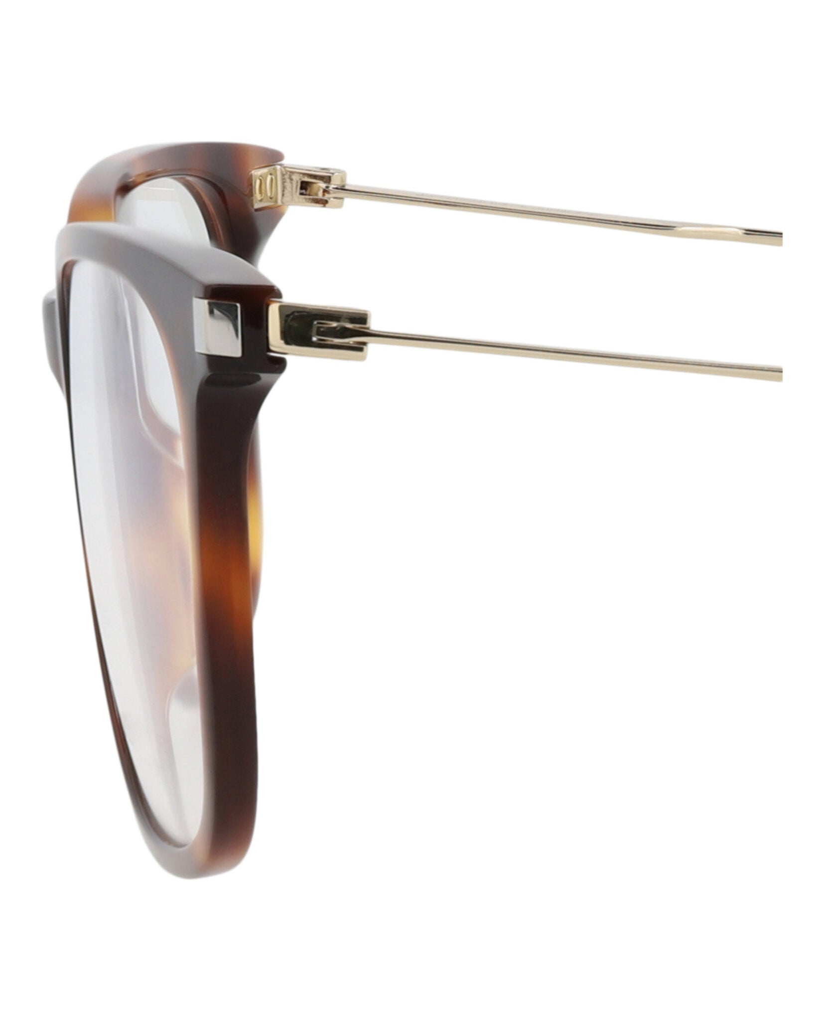 Saint Laurent Womens Square/Rectangle Havana Gold Transparent Fashion Designer Eyewear