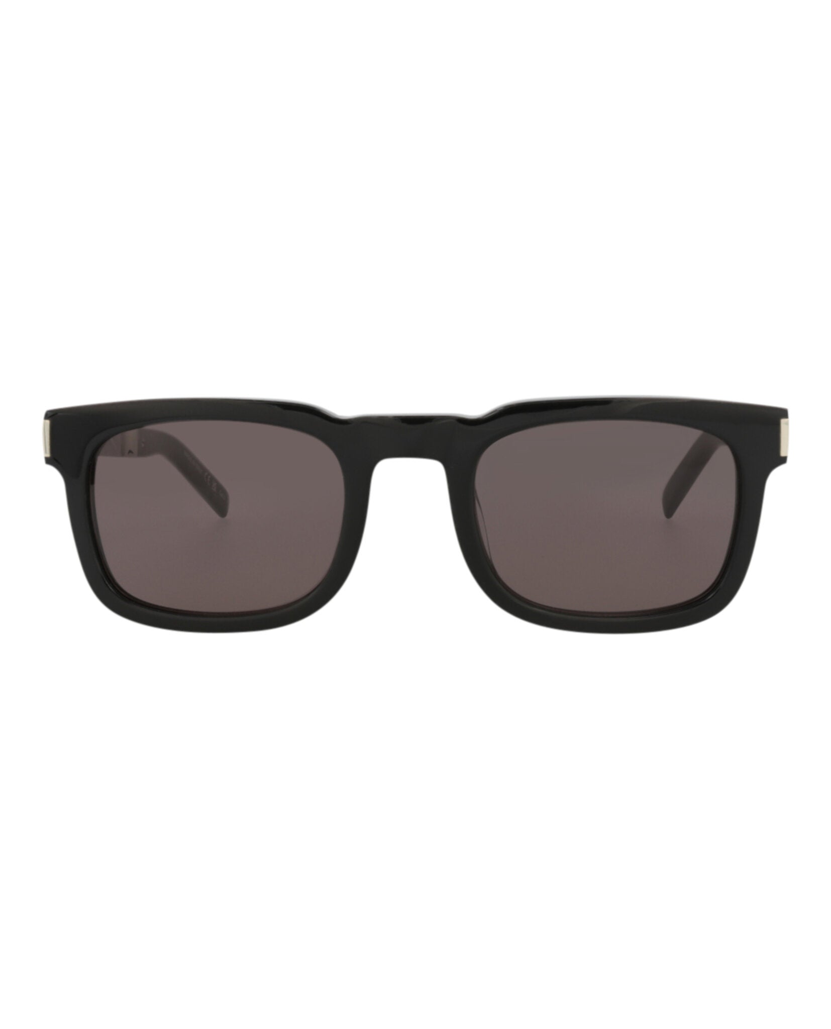 Saint Laurent Saint Laurent Unisex Square/Rectangle Black Silver Black Fashion Designer Eyewear