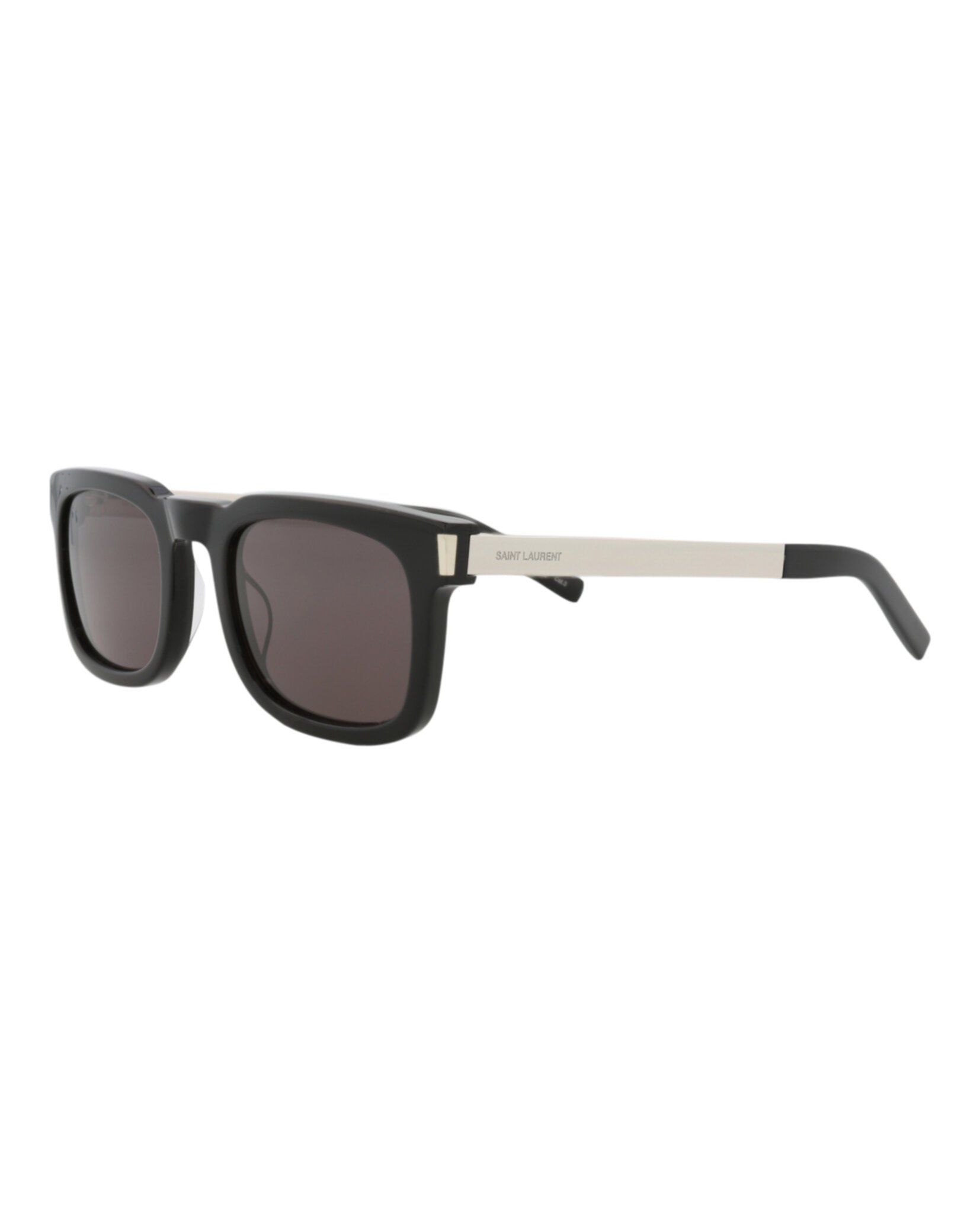 Saint Laurent Saint Laurent Unisex Square/Rectangle Black Silver Black Fashion Designer Eyewear