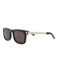 Saint Laurent Saint Laurent Unisex Square/Rectangle Black Silver Black Fashion Designer Eyewear