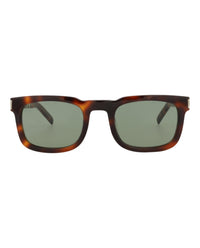 Saint Laurent Saint Laurent Unisex Square/Rectangle Havana Gold Green Fashion Designer Eyewear