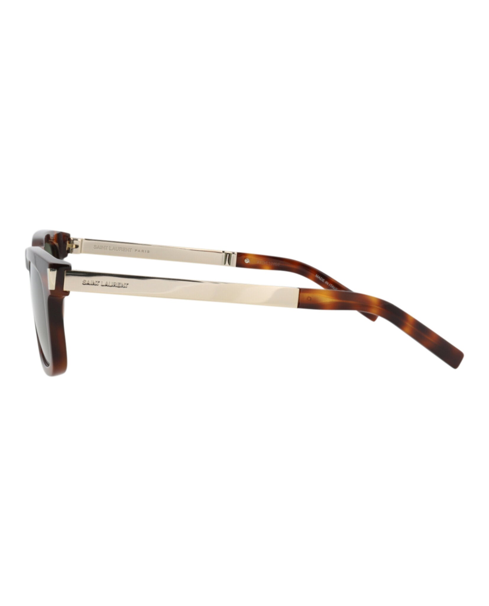Saint Laurent Saint Laurent Unisex Square/Rectangle Havana Gold Green Fashion Designer Eyewear