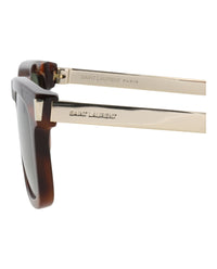 Saint Laurent Saint Laurent Unisex Square/Rectangle Havana Gold Green Fashion Designer Eyewear